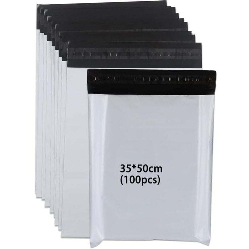 100 Versandtaschen, 35 cm x 45 cm + 5 cm, weiß, blickdicht, für Kleidung, Textilien und Schuhkartons (Vinted)