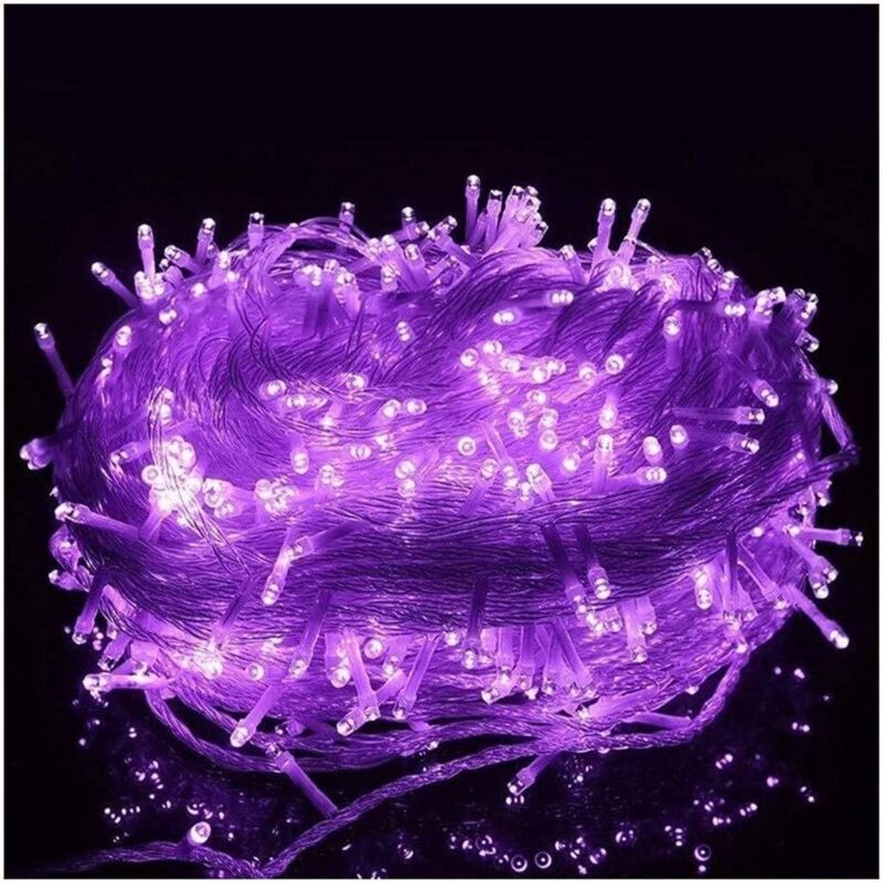 1000 LED-Lichterkette, 100 m, violettes Licht, 8 Beleuchtungsmodi, Lampe, Lichterkette für Geburtstag, Hochzeit, Weihnachten, Innen- und
