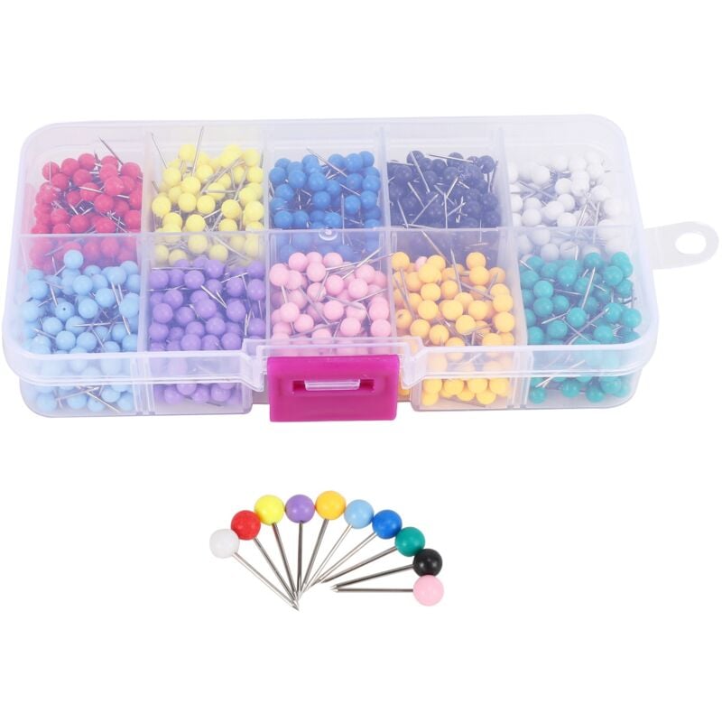 1000 Stücke Map Tacks Push Pins Kunststoff kopf mit Stahl Kork, Platinen Farbig Reißzwecke Büro Schul Material