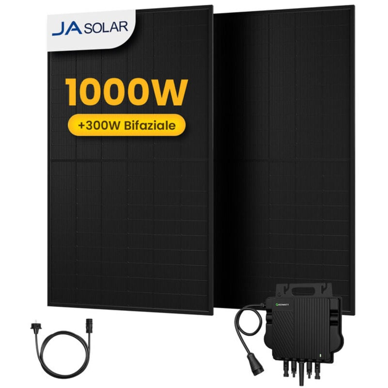 1000W Balkonkraftwerk 800W komplett Steckdose - Growatt Neo 800 Watt Wechselrichter - Solaranlage Komplettset - 500W Solarmodule & Envertech & Zubehör