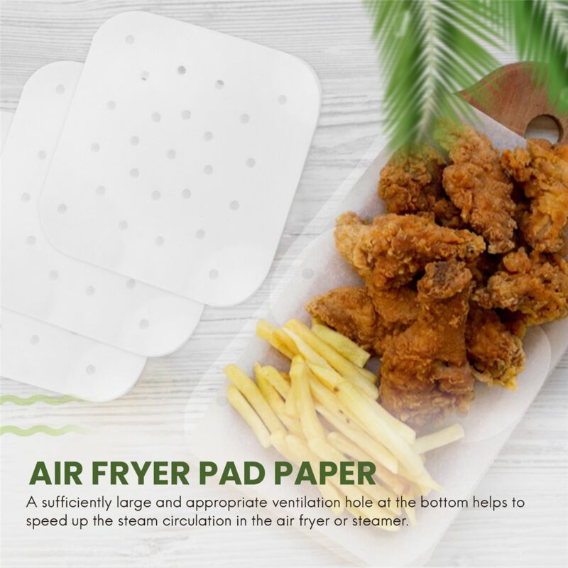 100Pcs Air Friteuse Pergament Papier Platz Liner Dampfenden