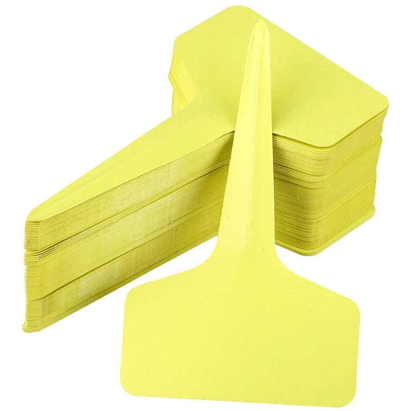 Petites Ecrevisses - 100 Stk Pflanzenschilder aus Kunststoff 6x10cm Pflanzenstecker T-Form für Kraut Pflanze Blumen Gelb