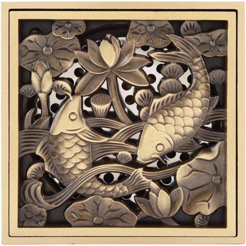 1010 cm Bodenablauf, Antik-Messing, Bodenablauf, Abfallsieb, Abdeckgitter für Zuhause, Küche, Bad, Toilette, Wäsche, Garten, Außenbereich