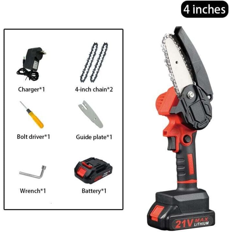 10–2 cm lange Akku-Kettensäge – tragbare elektrische Kettensäge zum Beschneiden im Garten und Holzschneiden