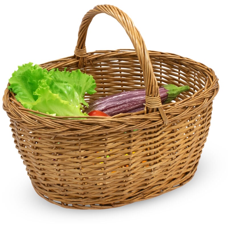 Spetebo - Weidenkorb mit stabilem Tragegriff - 45 x 30 cm - großer Einkaufskorb aus Weide