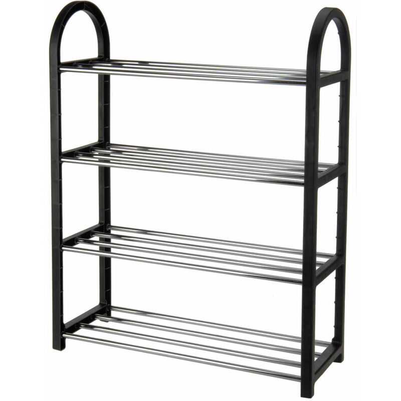 Spetebo - Metall Schuhregal in schwarz - 65 x 50 cm - Schuhständer für 8 Paar Schuhe - Metallregal Ständer für Schuhe Schuhablage Schuhschrank