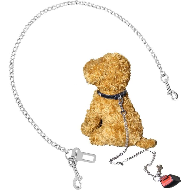 Linghhang - 104cm Edelstahl Kette Hund Leine Hund Sicherheitsgurt Sicherheitsgurt für Haustier Auto