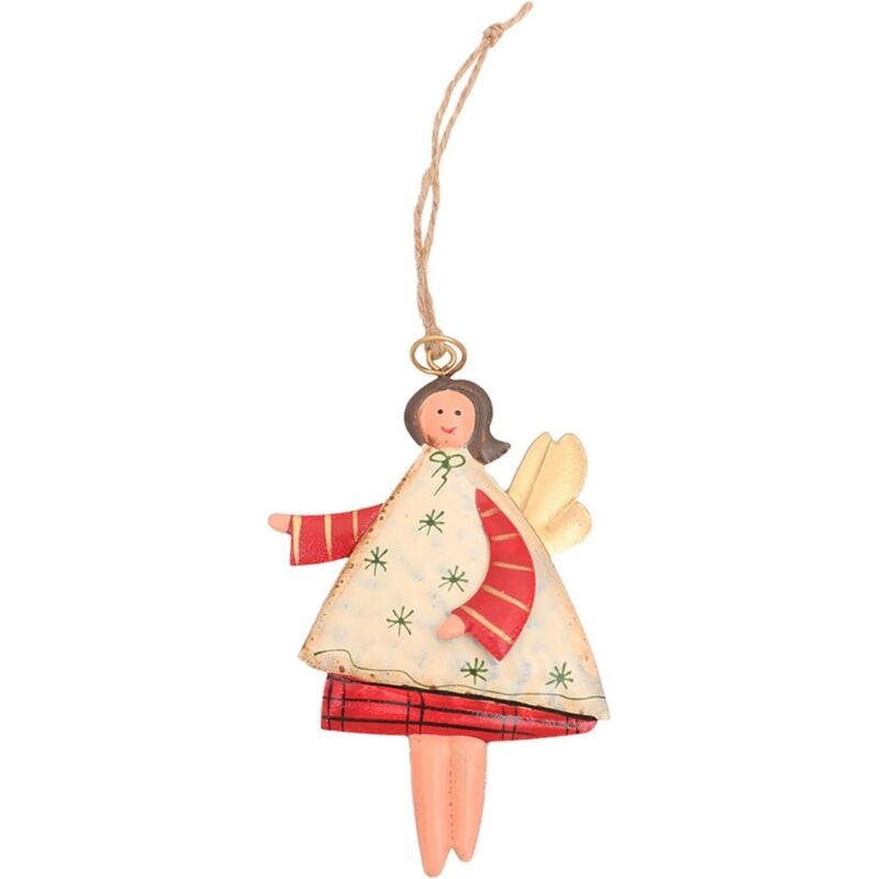 106 cm 1 stück Rot und Weiß Schmiedeeisen Engel Anhänger Alte Weihnachten Anhänger Hängende Verzierung Weihnachten Urlaub Dekoration