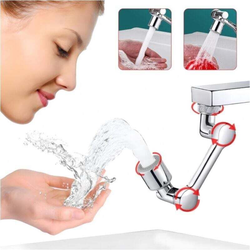 Asta di prolunga universale girevole a 1080°, braccio meccanico girevole grandangolare, rubinetto universale con filtro anti-spruzzi, rubinetto di