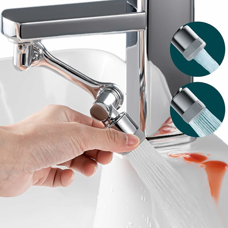 Wasserhahn-Verlängerungsbelüfter, schwenkbar, 1080°-Filter, 2 Modi, verstellbarer Wasserhahnkopf, Legierung, Wasserhahn-Belüfterdüse, für 22 mm 24 mm