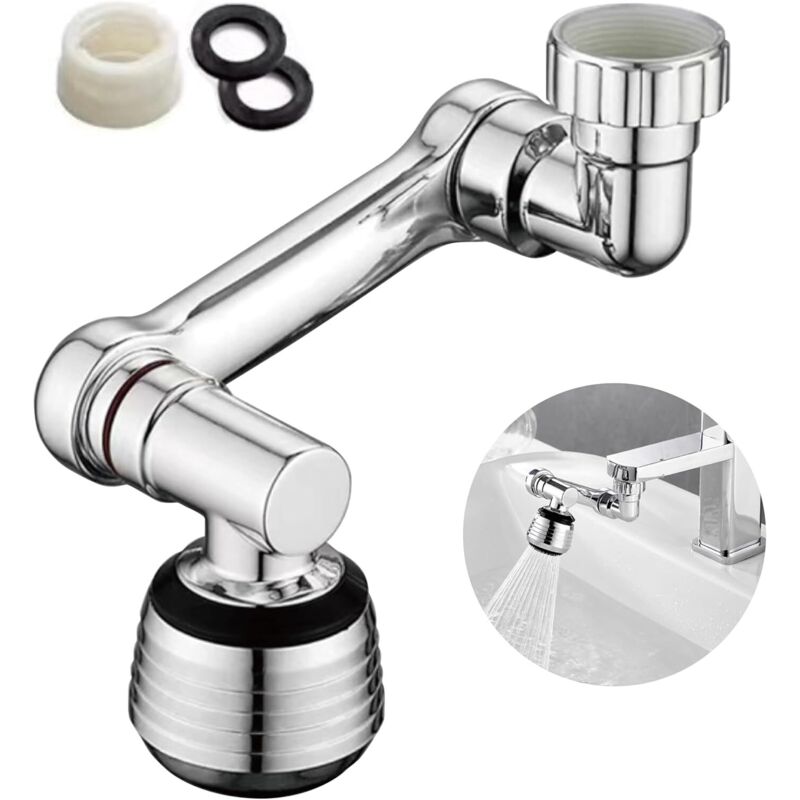 1080° drehbarer Wasserhahn-Luftsprudler, robuste, spritzwassergeschützte Wasserhahnverlängerung, geeignet für Badezimmer- und Küchenspülen