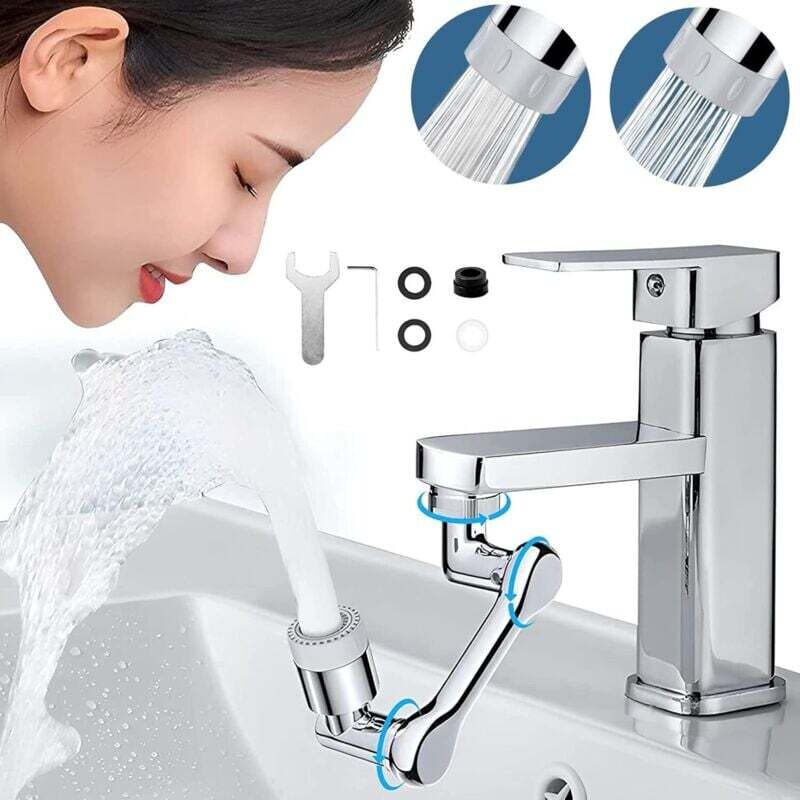 1080 Grad schwenkbarer Wasserhahn-Luftsprudler, multifunktionaler drehbarer Verlängerungs-Wasserhahn mit 2 Strahlarten für 20/22/24 mm