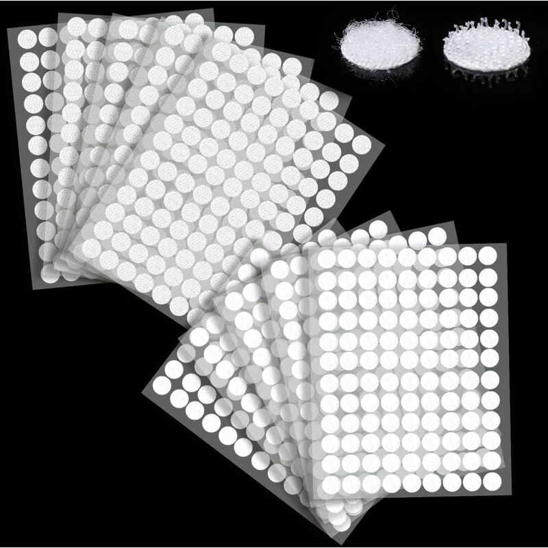 Ulisem - 1080 x runde Streifen, doppelseitig, 540 Paar 10 mm Klettverschluss-Haken- und Schlaufenstreifen für Heimwerker, Handwerk und mehr