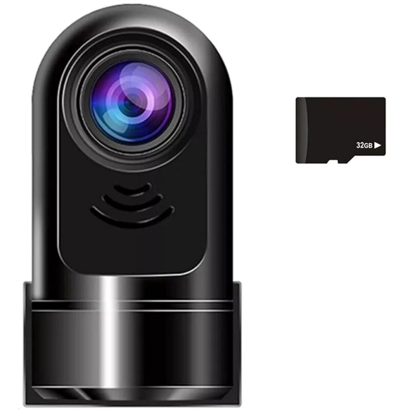 1080P hd 360° Drehbare Mini-ADAS-Dashcam, Auto-Dashcam mit 32 GB-Karte, 24-Stunden-Parkmodus/Nachtsicht/Bewegungserkennung