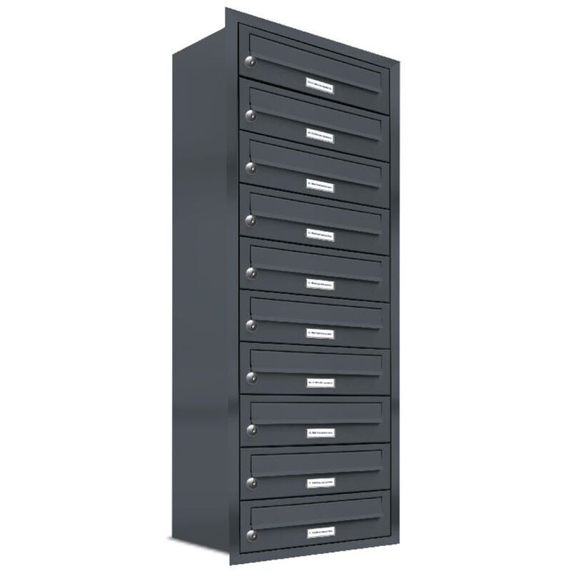 Al Briefkastensysteme - 10er Briefkasten Anlage Unterputz Montage ral 7016 Anthrazit