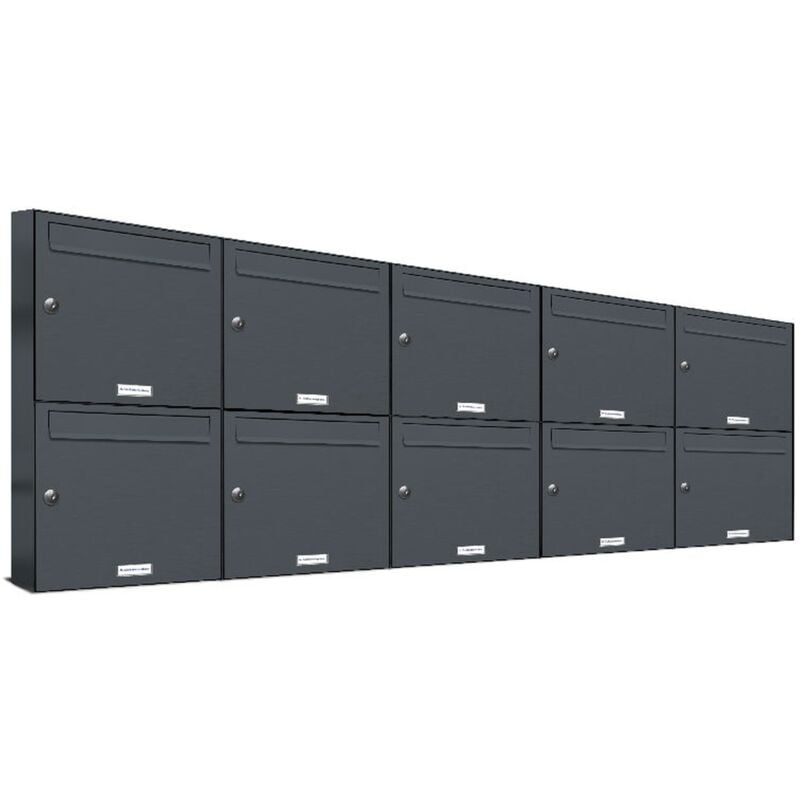 10er Briefkasten Anthrazit Anlage 10 Fach Wandbriefkasten Postkasten