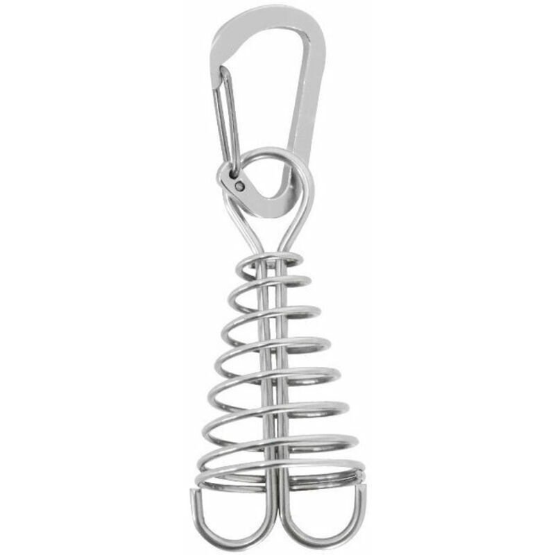 10er-Pack Ankerheringe mit Karabiner und Federschnalle, Seilspanner aus Edelstahl, Zeltheringe (Silber)