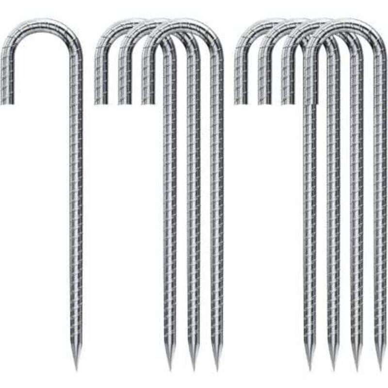 10er-Pack Bodenanker, Zeltheringe aus verzinktem Stahl, Sicherungsstifte mit J-Haken, 12-Zoll-Bodenanker für Trampolinüberdachungen, robuster Stahl,