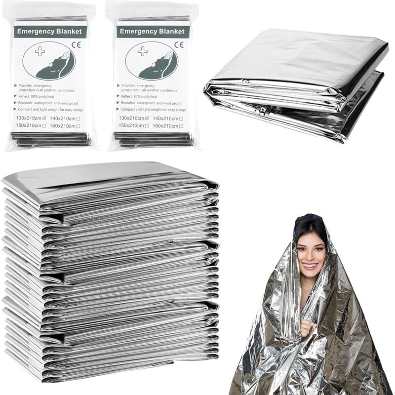 10er-Pack reflektierende Thermo-Rettungsdecken aus Aluminiumfolie, perfekt für Outdoor, Wandern, Survival, Marathons
