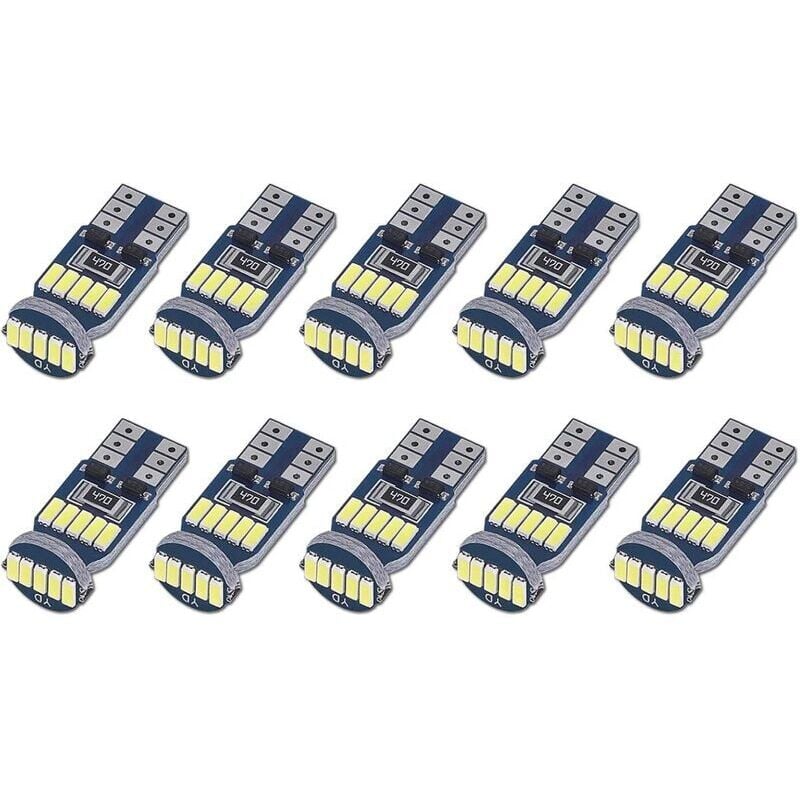 10er-Pack T10 W5W Canbus-fehlerfreie LED-Lampen, 15 SMD 4014 Auto-LED-Lampen, 194 168 2825 Weiß 6000K für Innenbeleuchtung, Kofferraumbeleuchtung,