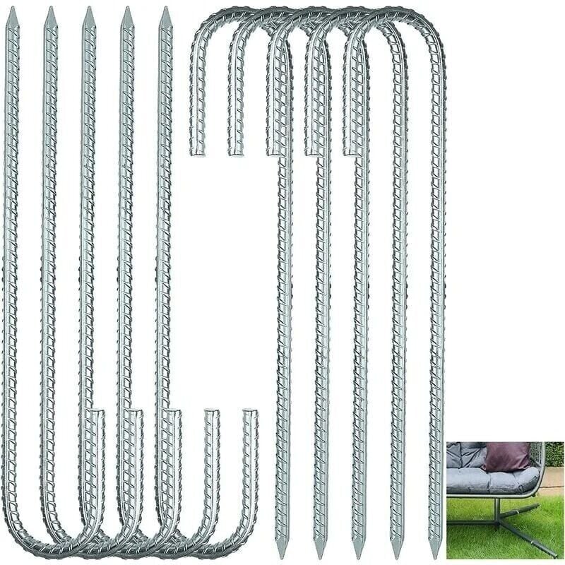 10 Stück verzinkte Zeltheringe, 30 cm Zeltpfähle, Trampolin-Anker für Camping, Garten, Zäune, Schaukeln – INHHUB