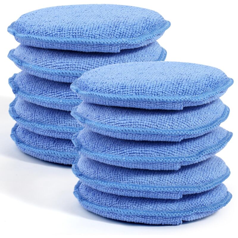 10er-Pack Wachs-Applikator-Pads, Mikrofaser-Applikator-Pad mit Fingerhülle, Schaum-Wachs-Applikator-Pad zum Reinigen und Polieren von Autos (blau)