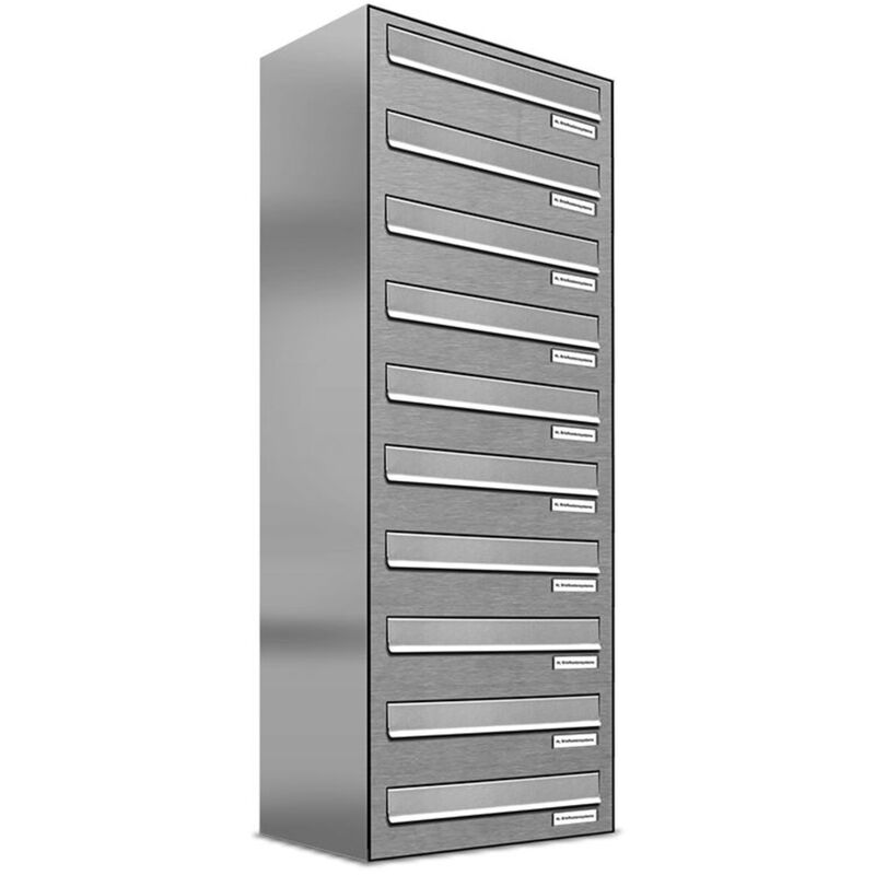 Al Briefkastensysteme - 10er V2A Edelstahl Briefkasten-Anlage Tür- Zaundurchwurf