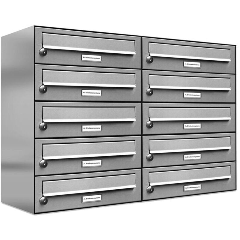 10er V2A Edelstahl Wandbriefkasten Anlage 10 Fach Briefkasten Postkasten