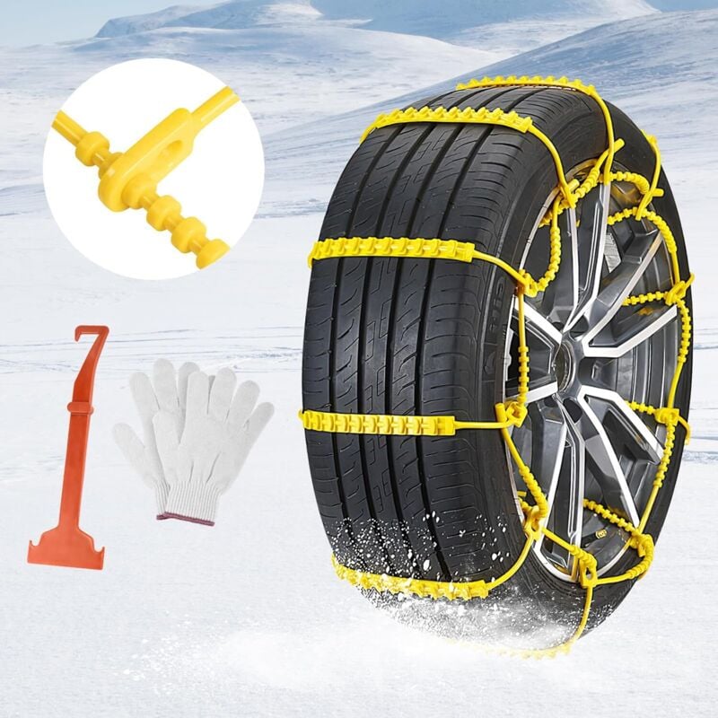 10PCs Auto-Schneeketten Auto-Schneeketten Universal Auto-Schneeketten Schnellmontage, Auto-Ketten für Auto/SUV/LKW Für 165-275mm Autoreifen