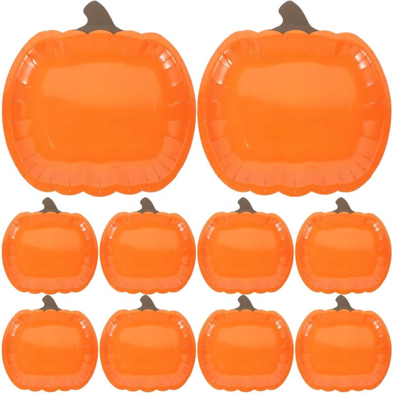 10st Halloween-kürbis-pappteller Einweg Papierteller Ernteteller Thanksgiving-essteller Papierteller Halloween Party Einmalteller Party-pappteller