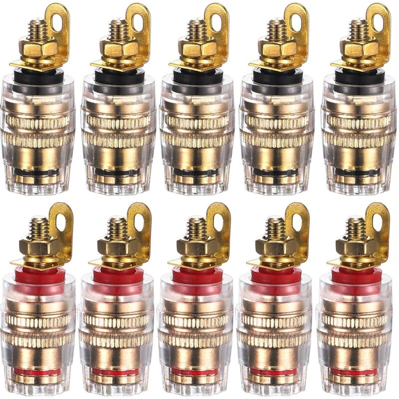 10Stück 24-k vergoldet Lautsprecher Klemme Binding Post Bananenstecker-Buchsen 4 mm Banana Plug für Verstärker Lautsprecher Terminal Wandplatte