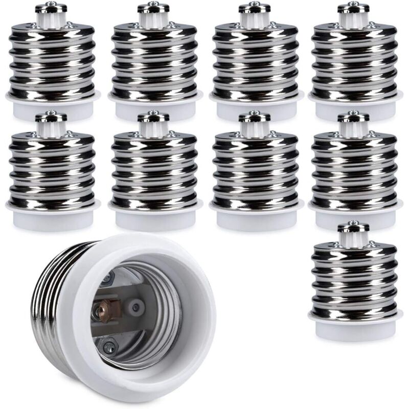 10x Fassungsadapter - 10x E40 auf E27 Fassungskonverter - E27 Lampenfassungsadapter für Halogen-LED-Lampen