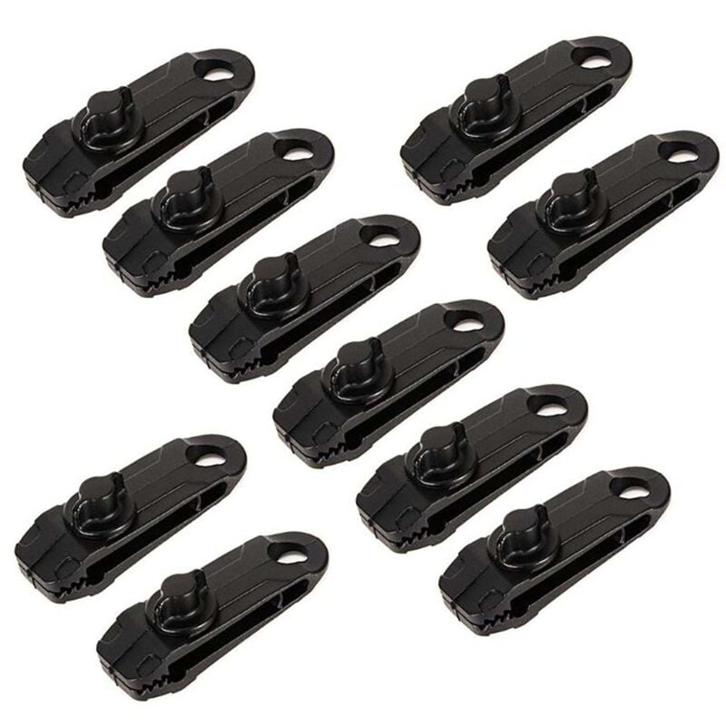 10x Klemmen für Planen, Markisen und Zelte - Schwarz