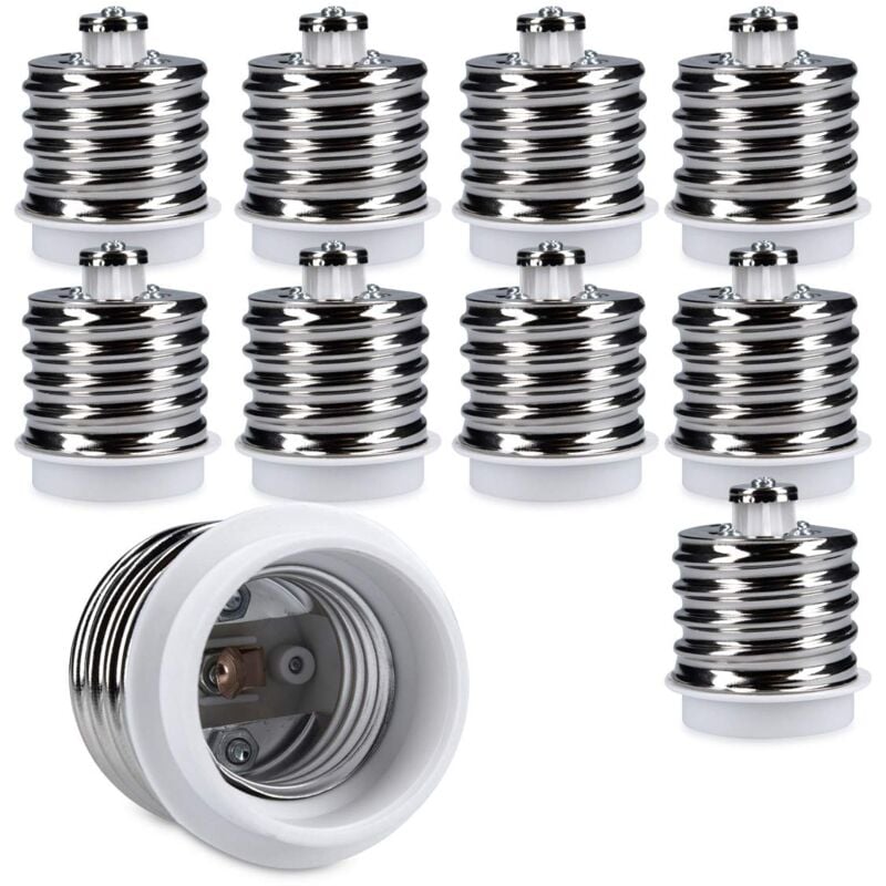 Beijiyi - 10x Sockel-Adapter – 10x E40 auf E27 Sockel-Konverter – E27-Sockel-Lampenfassungs-Adapter für Halogen-LED-Glühbirne