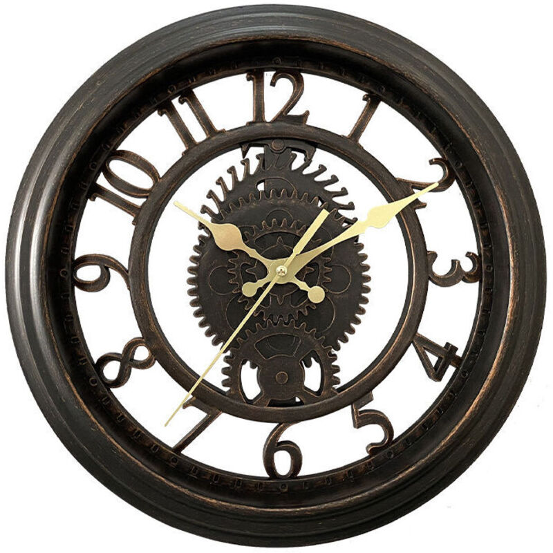 11' Vintage Wanduhr - Schwarz, Kreative Skelett-Wanduhr, Runde helle Wohnzimmer-Wanduhr, Luxus-Stil mumu