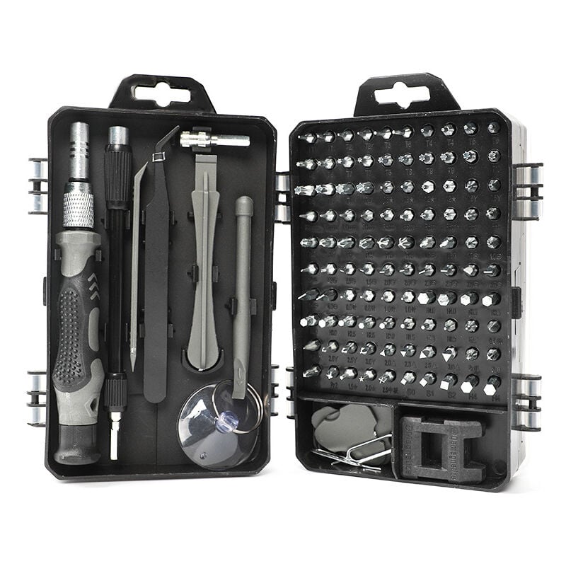115-in-1-Präzisions-Magnetschraubendreher-Set für Mobiltelefone, Laptops und Computer, Grau