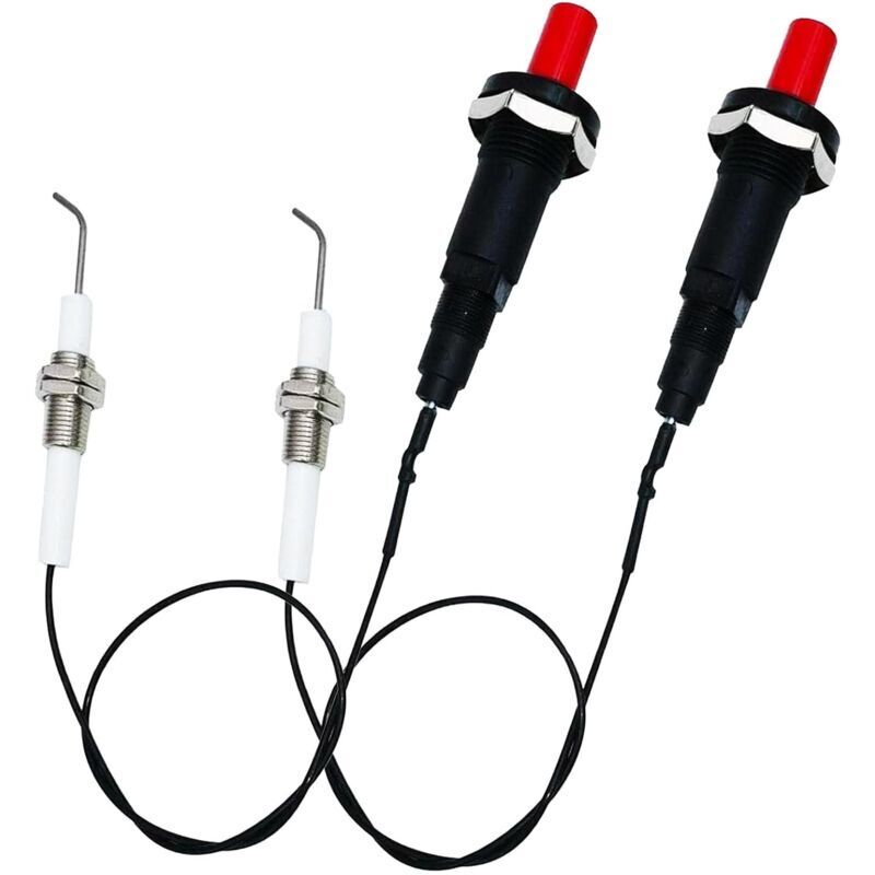 11,8 Zoll Universal Natural LP Propan Druckknopf-Piezo-Zündungsset für Gasgrills, Öfen, Heizungen, Herde, Generatoren, 2er-Pack