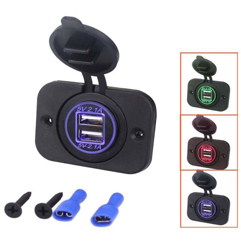 12/24 Volt 2,1 A 5 Volt Dual USB Einbausteckdose für Wohnwagen, Wohnmobile, Autos, Boote, LKWs