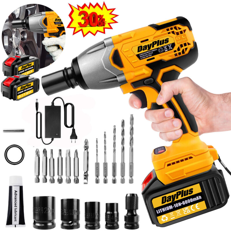 Dayplus - 1/2' 6000mAh 1800NM Schlagschrauber Schrauber Akkuschrauber mit Koffer & 2X Akku