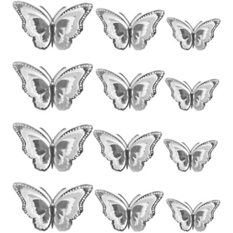 12 Bögen 3D,Deko Schmetterlinge für DIY Dekoration,Scrapbooking,Gepäck,Wand und Fenster Haarspange Dekoration,Dekorative Schmetterlinge,Dekorative
