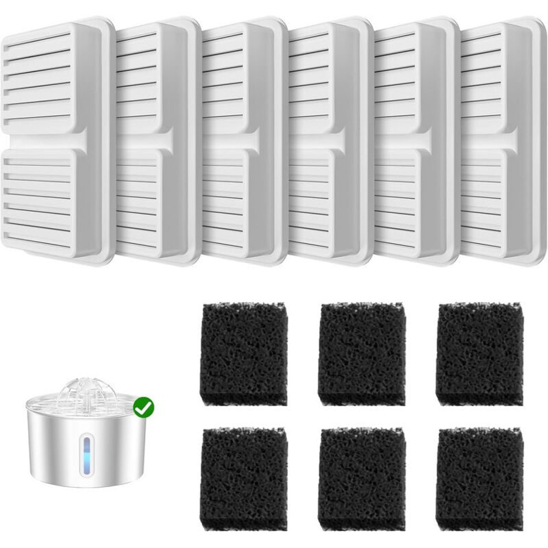 12 Filter Set für Katzenbrunnen: Enthält 6 Aktivkohlefilter + 6 Schaumstofffilter. Wasserfilter für 2,2L Katze-Wasser-Brunnen Sorgt für Sauberes,