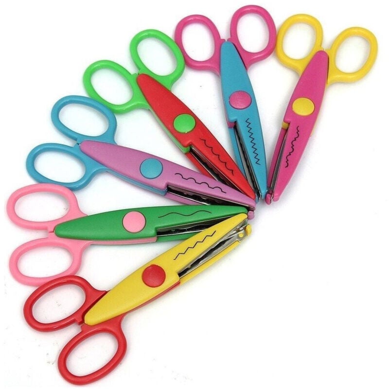 Trade Shop Traesio - Trade Shop - dekorative schere mit verschiedenen bunten welligen zickzack-schnitten für kinder schule -