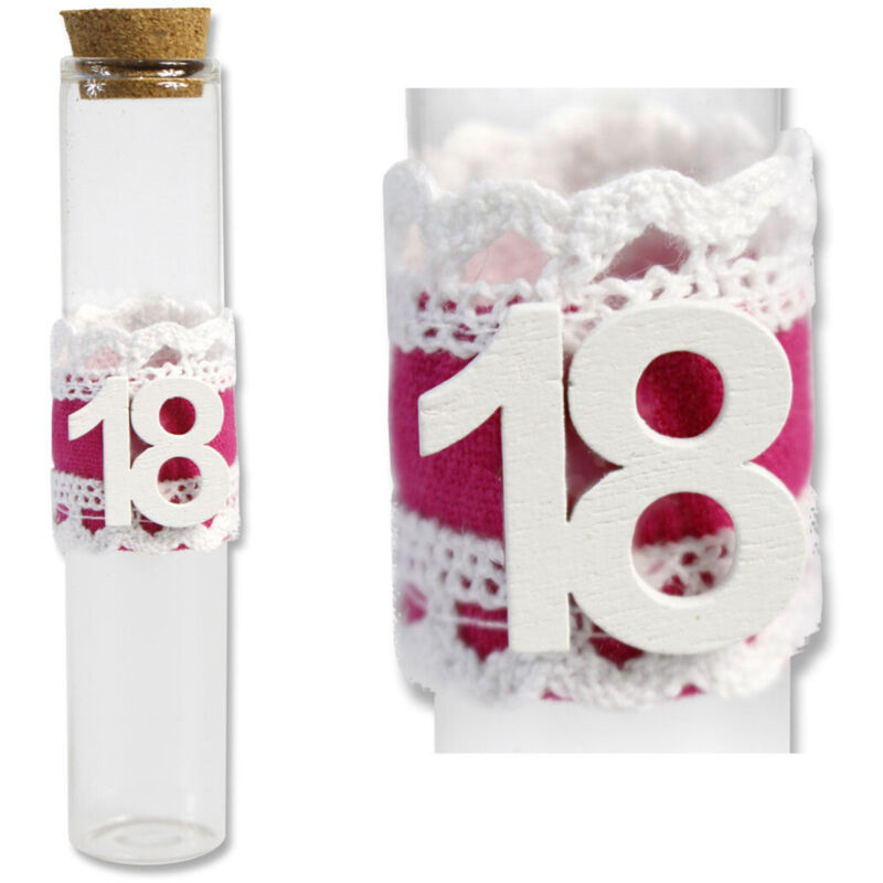 Trade Shop Traesio - Trade Shop - Konfettihalter aus Glas, Partygeschenk, 18 Jahre, 18. Geburtstag, rosa, für Damen, 12 Stück -