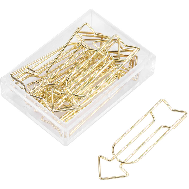 12 goldfarbene, pfeilförmige Metallclips, originelle Clips für Lesezeichen und Schreibwaren