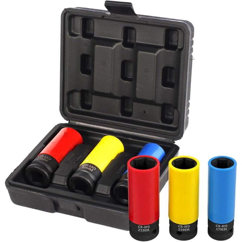 1/2' Kraft-Steckschlüsselsatz für Alufelgen, 17 / 19 / 21 mm, 3-teilig