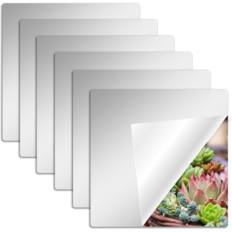 12 selbstklebende Wandspiegel, 20 x 20 cm, flexible Acryl-Wandspiegel, dekorativ, für Schule, Zuhause, Wohnzimmer, Badezimmer, Schlafzimmer