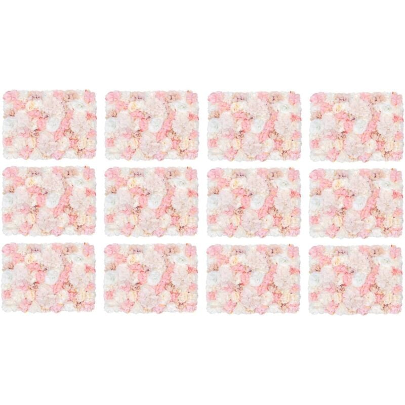 12 Stück 40x60 cm diy Künstliche Blumen-Wandpaneel Set, Blume Wand Panel Dekorative Kunstblumen-Wandmatte, 3D Seiden Blumenwand Blumen Wanddekoration
