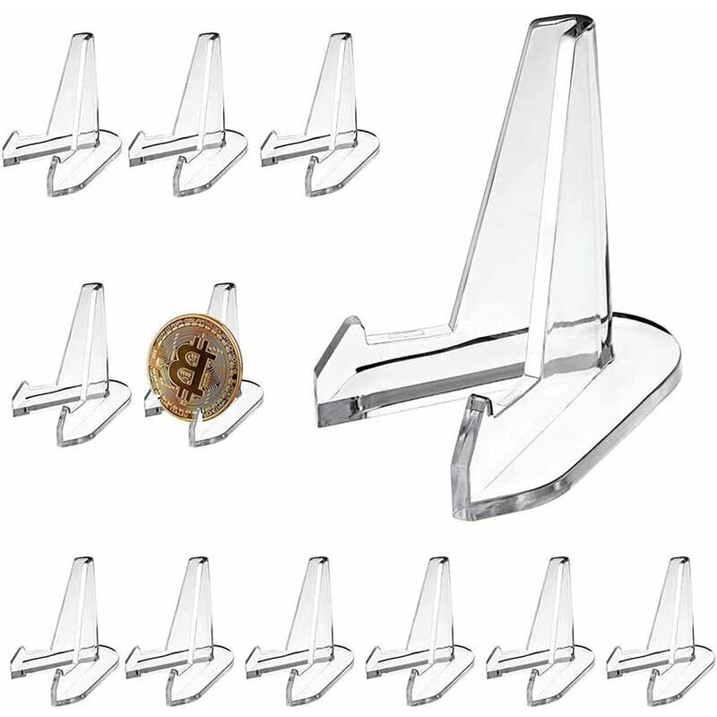 Shining House - 12 Stück Acryl-Staffeleien, Kunststoff-Staffeleien, zum Präsentieren von Münzen, Medaillen, Taschenuhren, Handys, Bildern, Kunstwerken