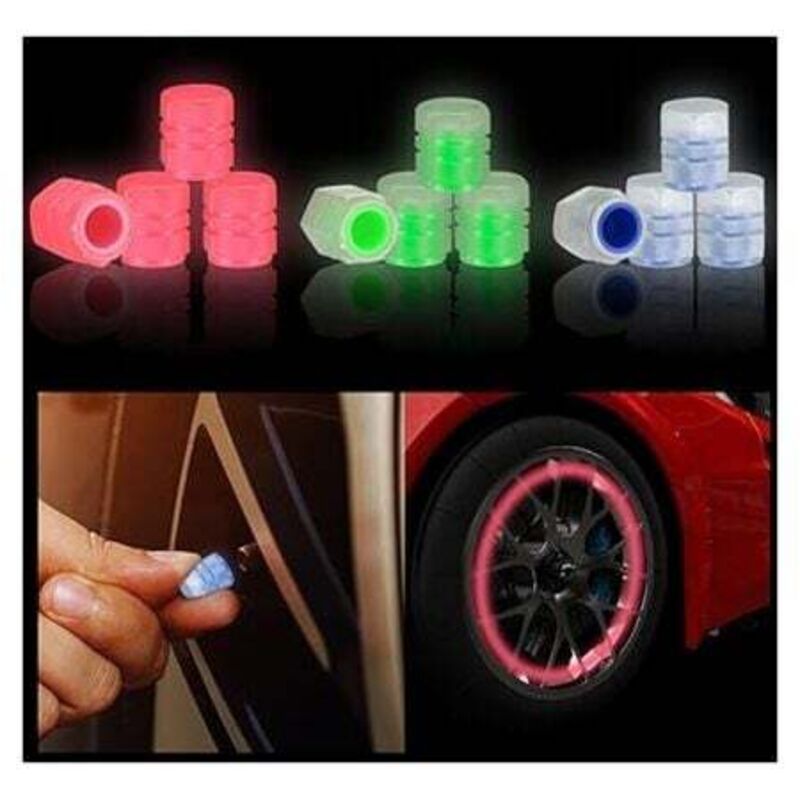 12 Stück Autoreifen-Ventilkappen, universelle Reifenventilkappen, fluoreszierende Ventilkappe, leuchtende Reifenventilkappe für Autos, SUVs,