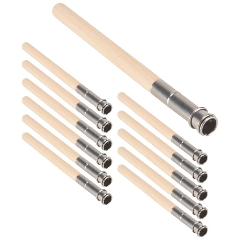 12 Stück Bleistiftverlängerungen aus Holz, Kunst-Bleistiftverlängerung mit Aluminiumgriff, Schulbedarf